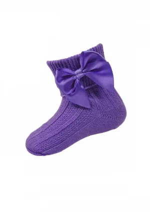 Plum Ribbed Turnover Ankle Sock